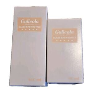 Lot Of 2 Gulicola Love You Mom Natural Glass Baby Bottle 160ml 80ml NIB NEW